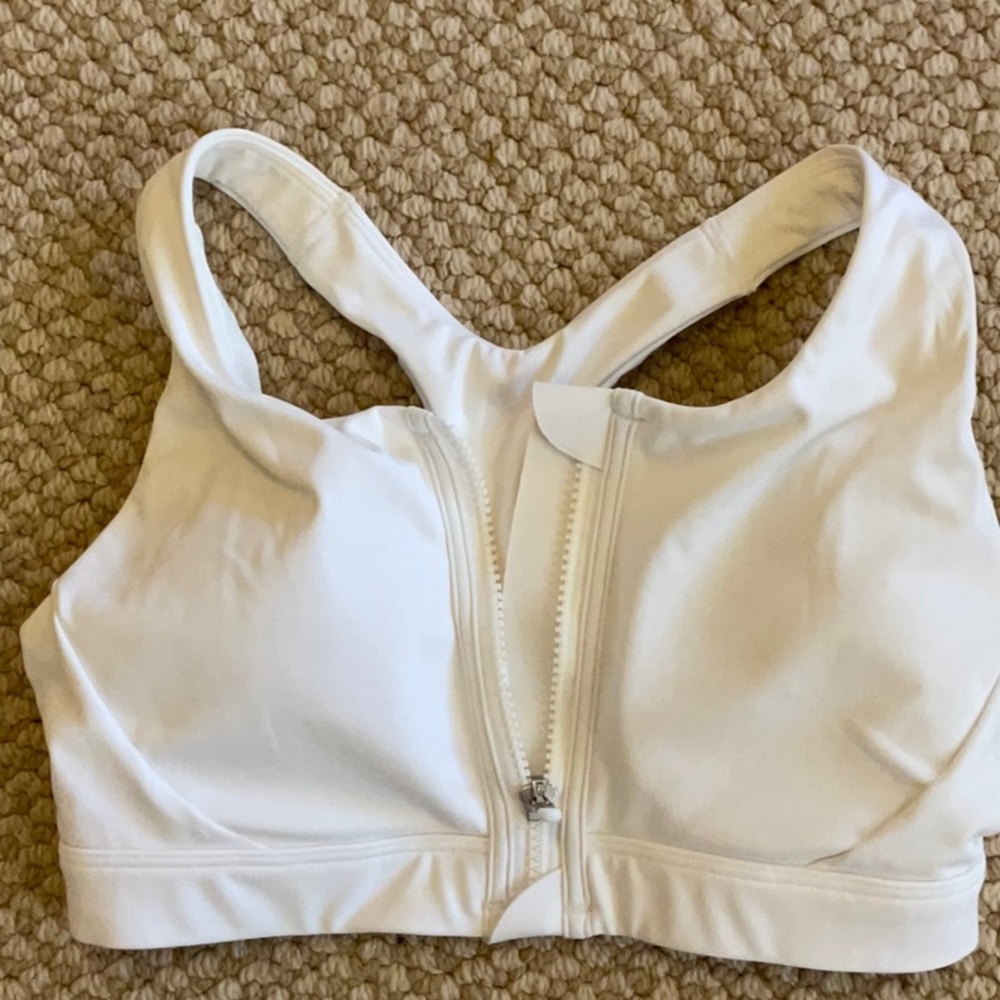 Women's Athleta Zip Front White Sports Bra